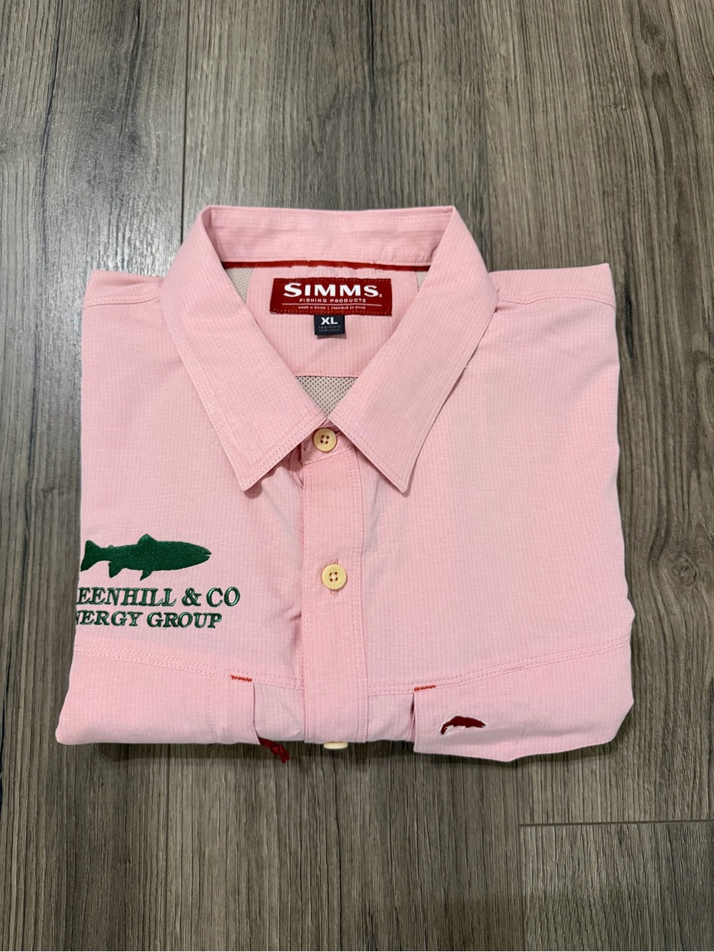 Simms Pink Long-Sleeve Button-Down Fishing Shirt
